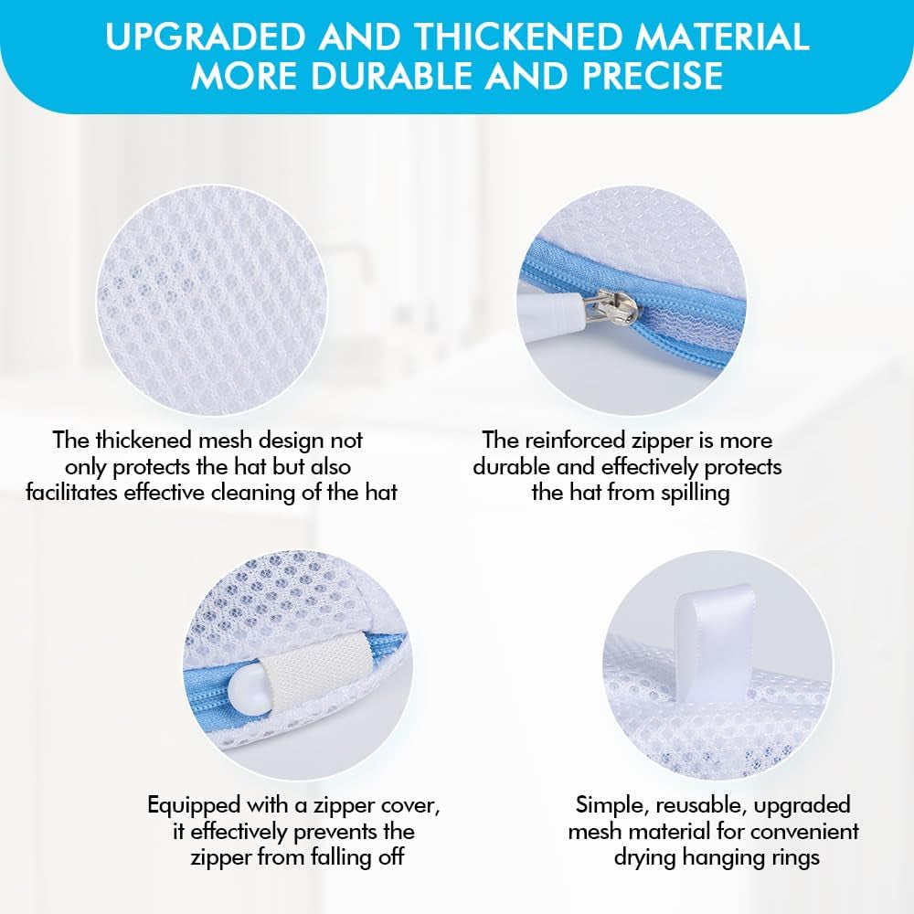 Hat Washer Cage Hats Cleaner, 4Pcs (2 Cages + 2 Bags) Hat Washer for Washing Machine,Suitable for Washing Machines or Dishwashers, Various Sizes of Flat and Curved Baseball Cap Cleaning Machines