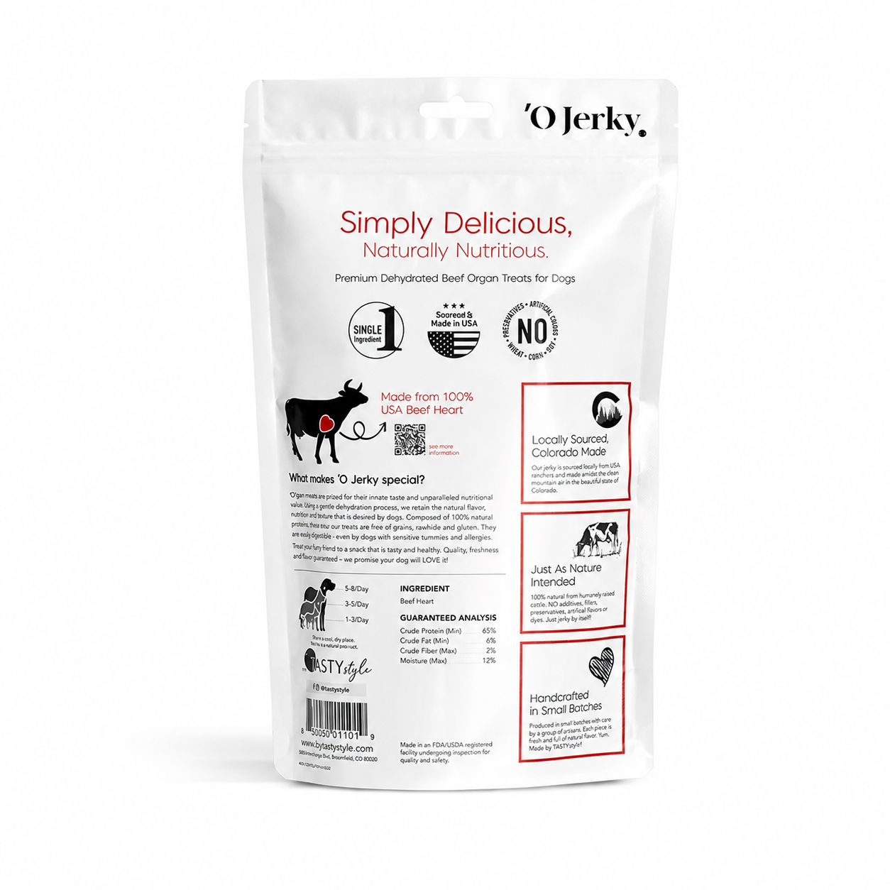 'O Jerky 100% Beef Heart Jerky, Single Ingredient Chewy Treats for Dogs | 4oz & 8oz