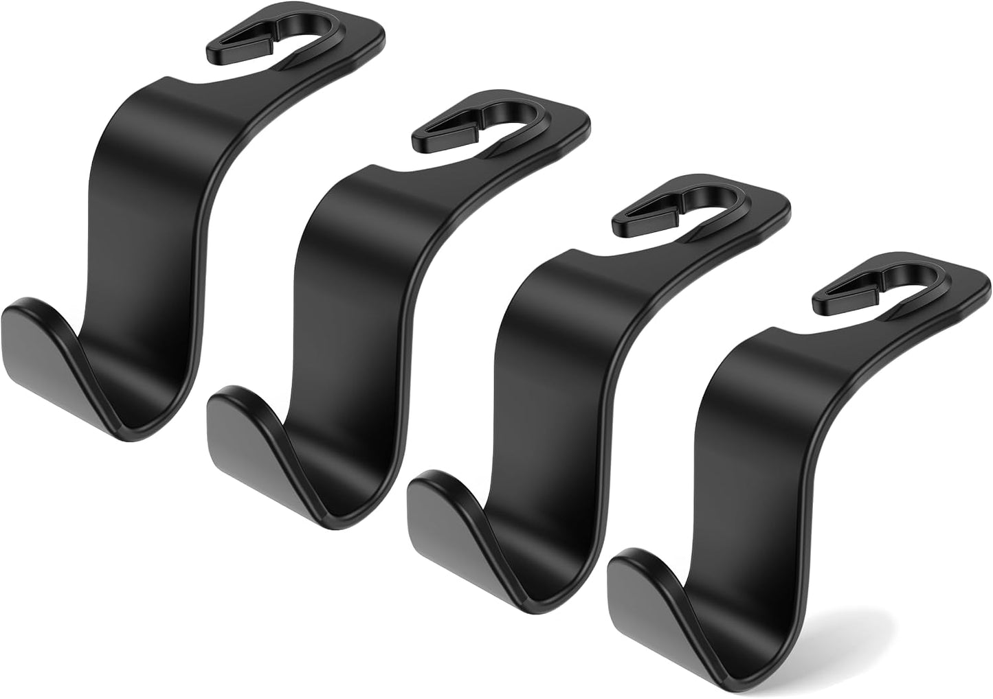 Car Seat Headrest Hook 4 Pack Hanger Storage Organizer Universal for Handbag Purse Coat Universal Fit Vehicle Car Black with Buckle