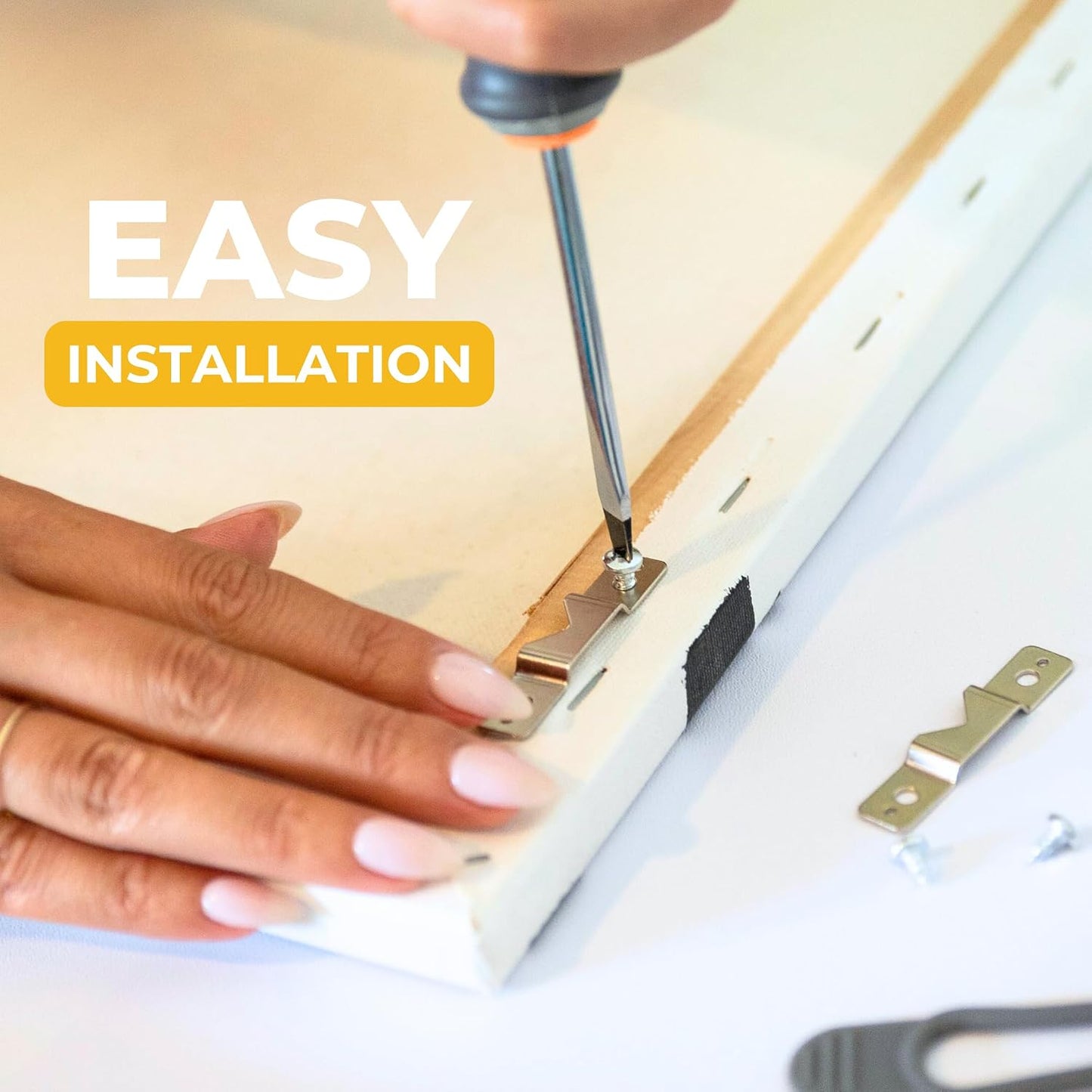 Single-Notch Precision Picture Hangers 10 Pack - plus Self-Tapping Screws & Nails Kit - Fast, Easy and Precise