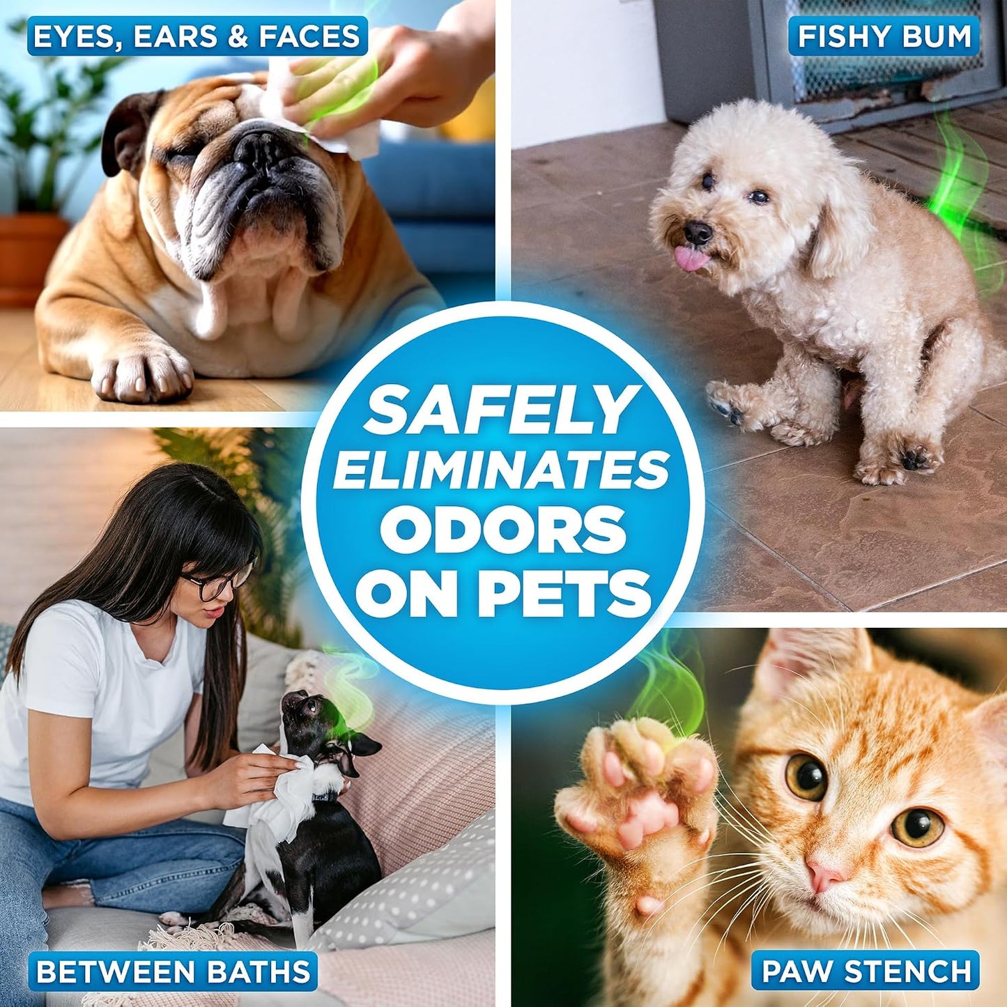 ® Pure Wipes™ Odor Eliminating, Fragrance Free, 100 Count | Fragrance-Free Wipes for Cleaning Paws, Ears, Face, Fur, Crates, and Other Pet Surfaces. Includes 100 Wipes