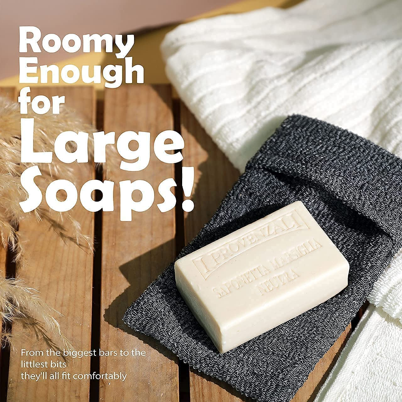 Soap Pocket Exfoliating Pouch, Body Scrubber Sponge, Exfoliator for Bath, Shower or Leftover Bits Saver, Graphite Gray, 2 Pack + 2 Lift Pads | Body Scrubber Sponge, Exfoliator for Bath, Shower or Leftover Bits Saver, Bar Soap Loofah, Bar Soap Pouch, Lofas for Shower