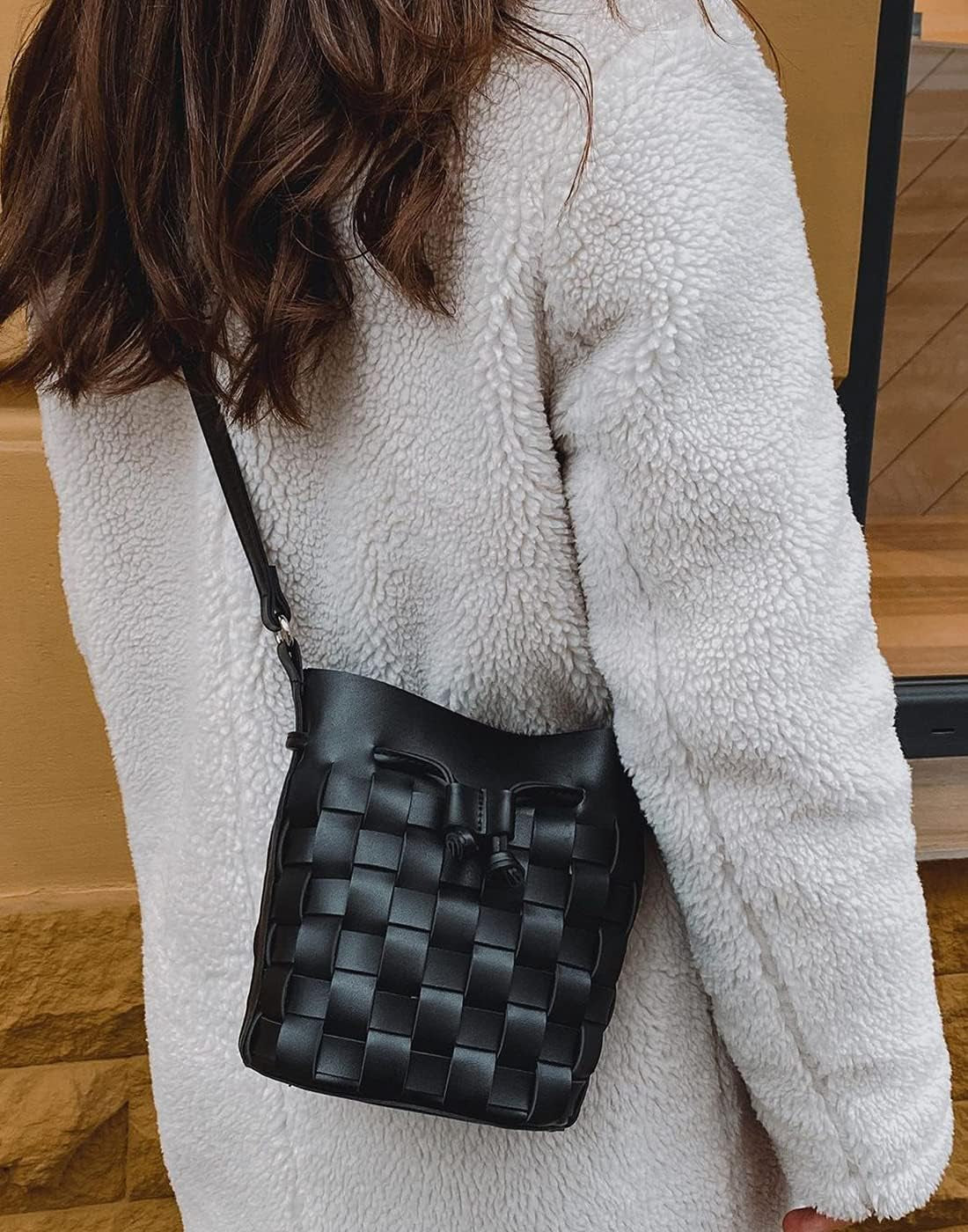Tote Bag for Women, Mini Bucket Crossbody Top-Handle Vegan Leather Small Sized Retro Handbag (Ailin)