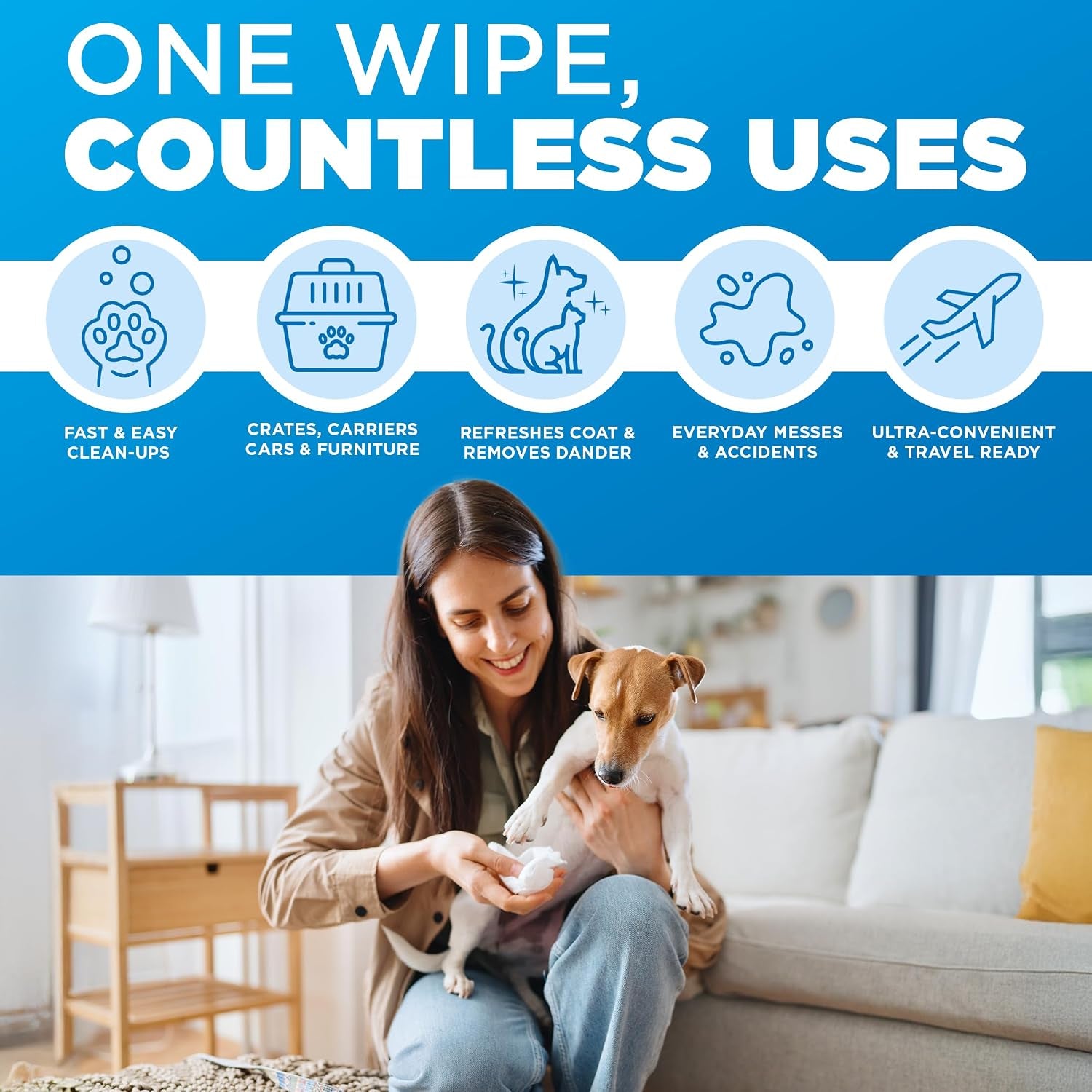 ® Pure Wipes™ Odor Eliminating, Fragrance Free, 100 Count | Fragrance-Free Wipes for Cleaning Paws, Ears, Face, Fur, Crates, and Other Pet Surfaces. Includes 100 Wipes