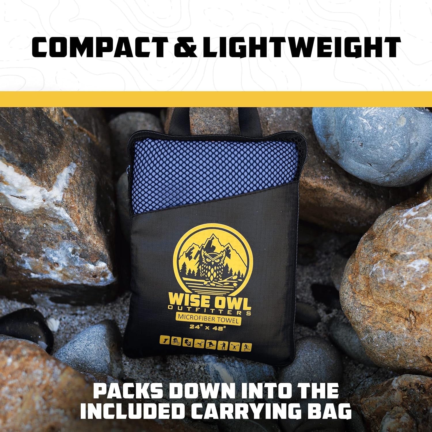 Microfiber Camping Towel - Quick Dry Towel for Travel, Backpacking, Hiking, Beach, Gym & Yoga - Compact, Fast Drying & Lightweight