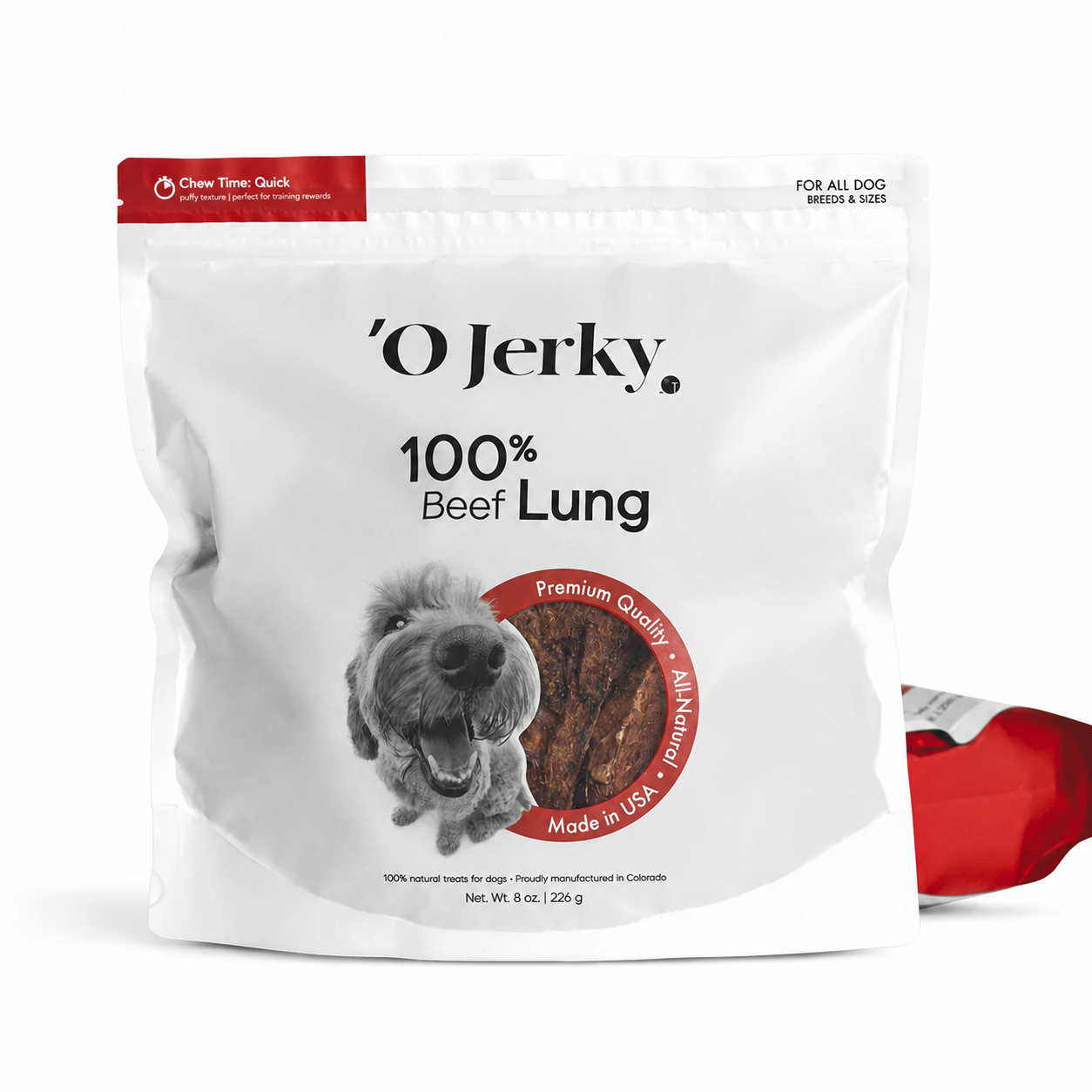 'O Jerky 100% Beef Lung Jerky, Single Ingredient Chewy Treats for Dogs | 4oz & 8oz