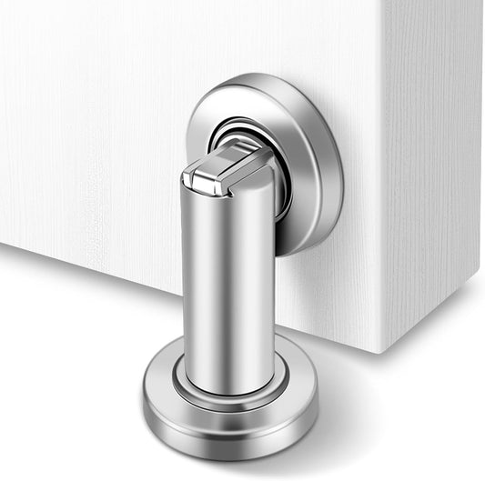Magnetic Door Stopper, Heavy Duty Door Stop for Wall Floor Mount, Stainless Steel Door Catch, Modern Magnetic Door Holders Indoor Outdoor Magnet Door Stoppers for Bottom of Door, Brushed Nickel