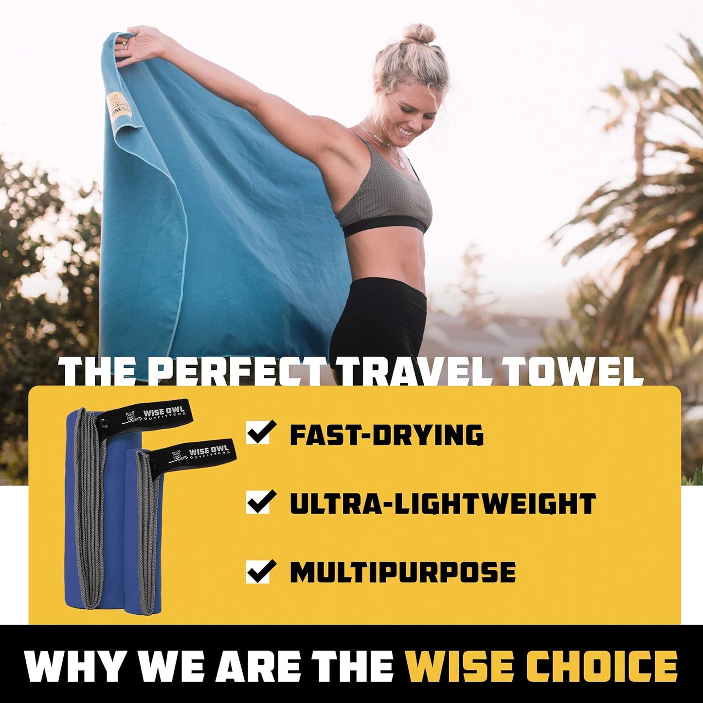 Microfiber Camping Towel - Quick Dry Towel for Travel, Backpacking, Hiking, Beach, Gym & Yoga - Compact, Fast Drying & Lightweight