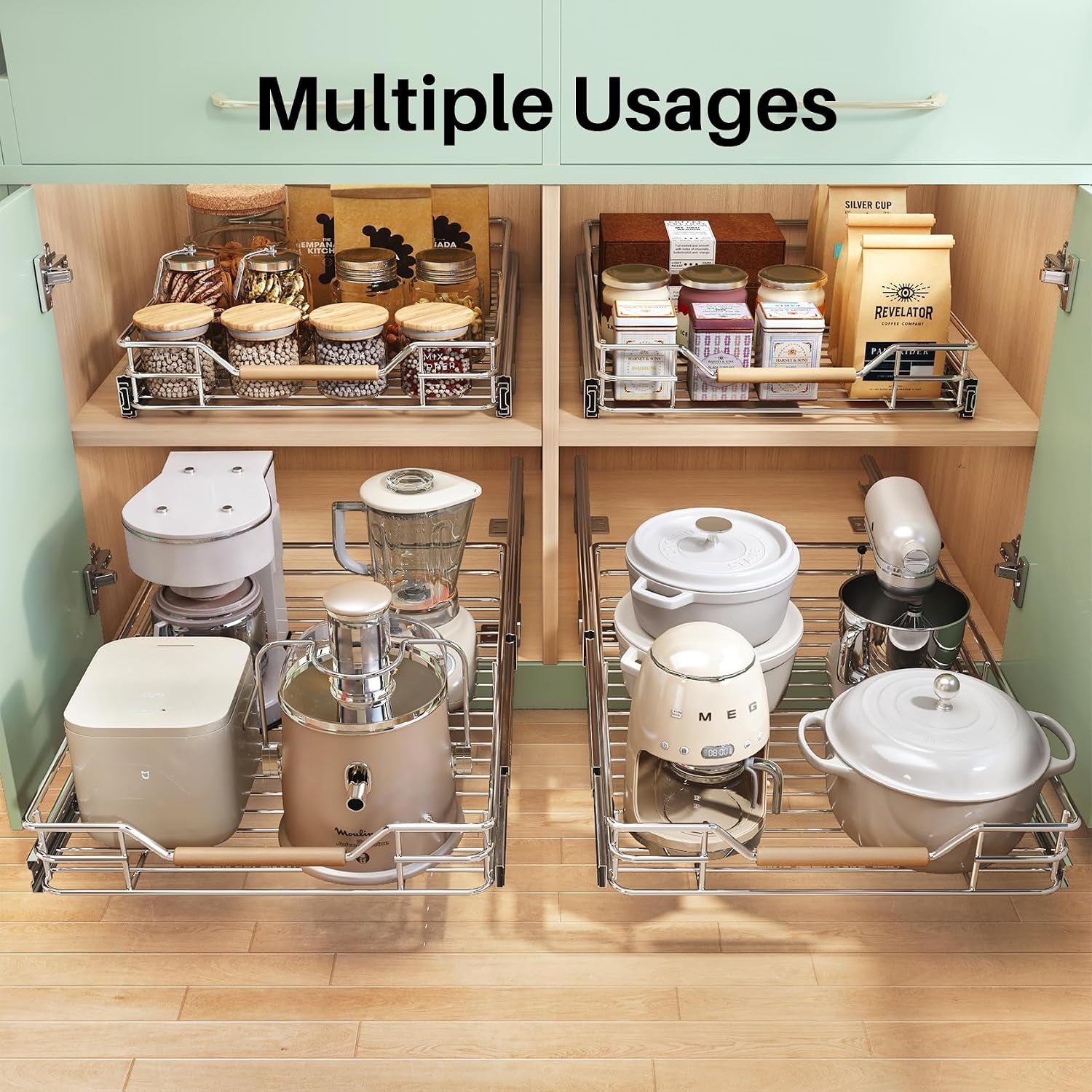 1PC Pull Out Cabinet Organizer+ 1PC Pull Out Cabinet Organizer Bundle