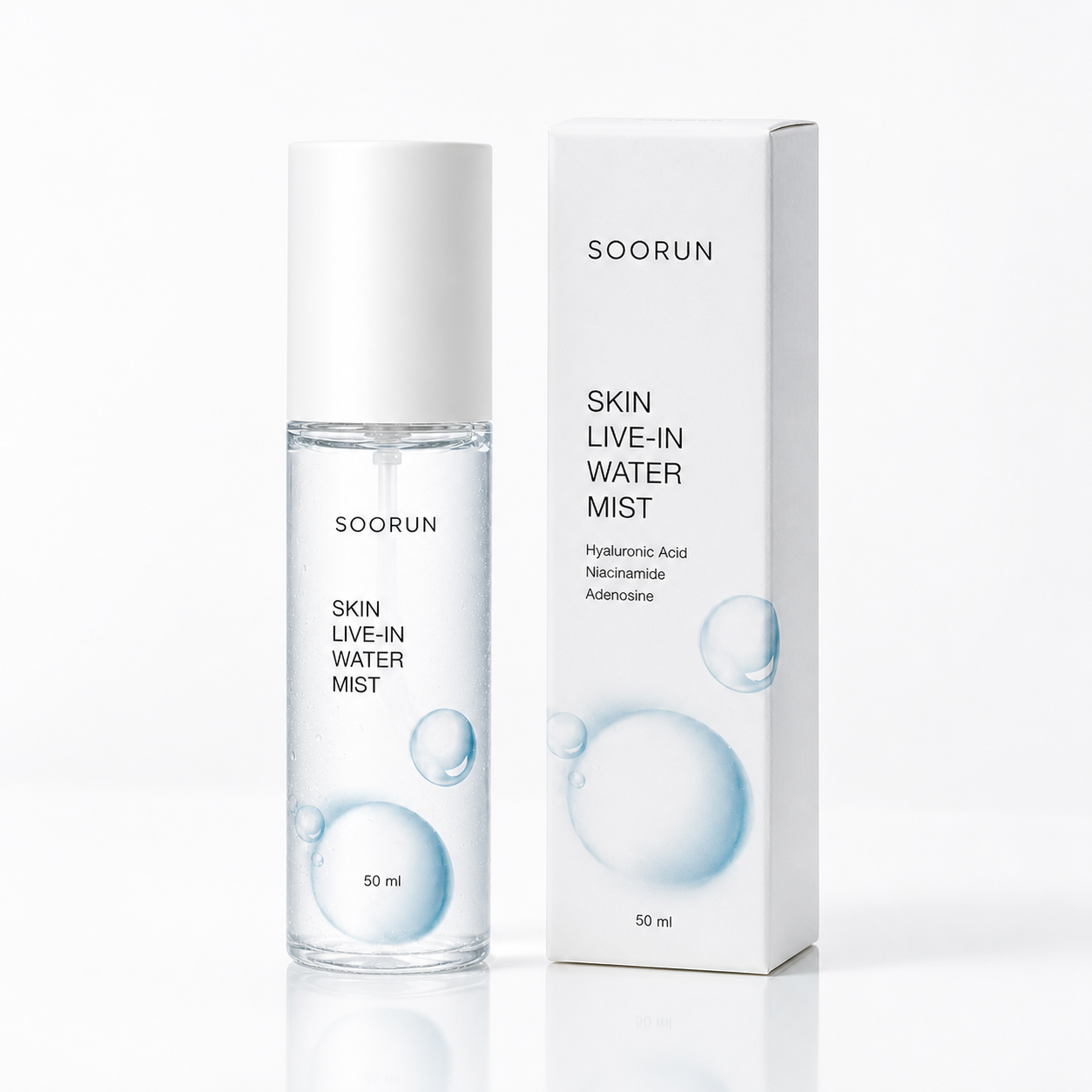 SOORUN Skin Live-In Water Mist 50ml (1.69 fl oz) | Korean Hyaluronic Acid Mist for Instant Deep Hydration