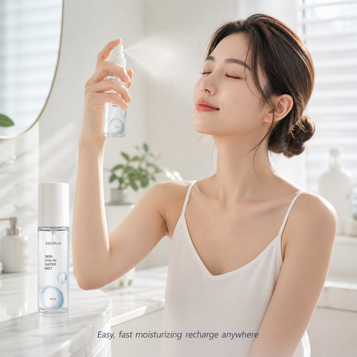 SOORUN Skin Live-In Water Mist 50ml (1.69 fl oz) | Korean Hyaluronic Acid Mist for Instant Deep Hydration