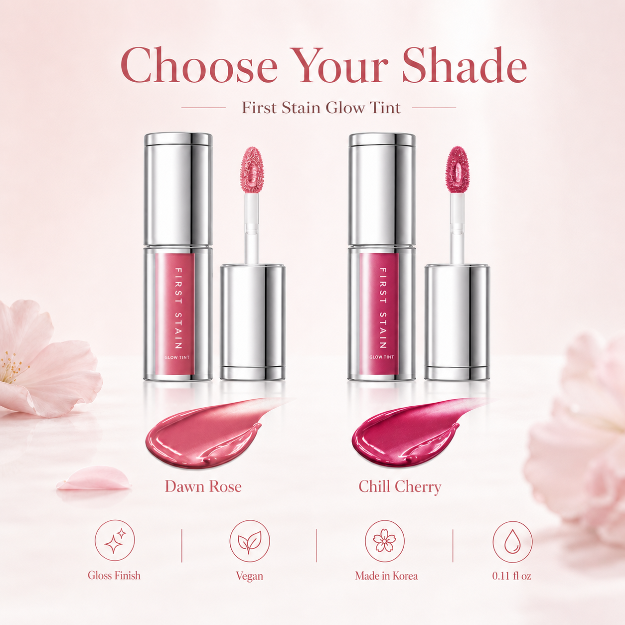 HEAVY MAKEUP First Stain Glow Tint | Glossy Lip Stain | Korean K-Beauty