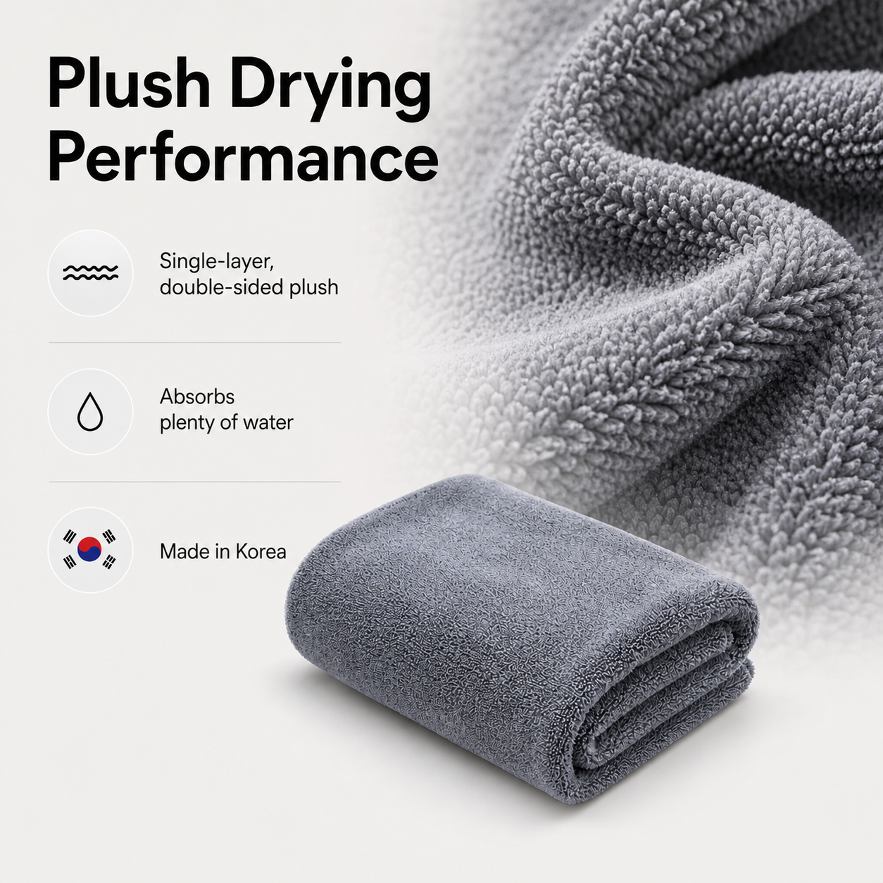 PURESTAR Superior Drying Towel L | 1100gsm Edgeless Korean Microfiber | Car Drying Towel
