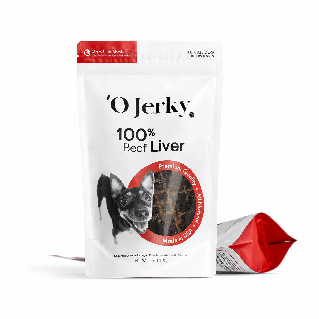 'O Jerky 100% Beef Liver Jerky, Single Ingredient Chewy Treats for Dogs | 4oz & 8oz