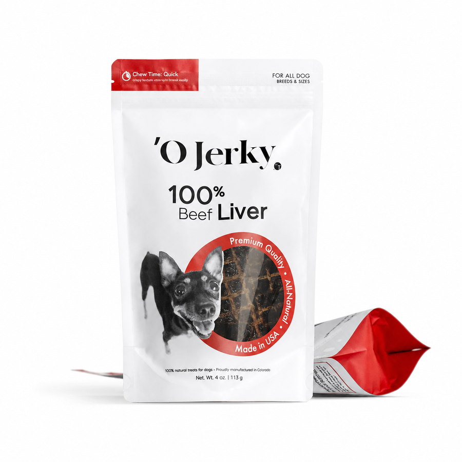 'O Jerky 100% Beef Liver Jerky, Single Ingredient Chewy Treats for Dogs | 4oz & 8oz