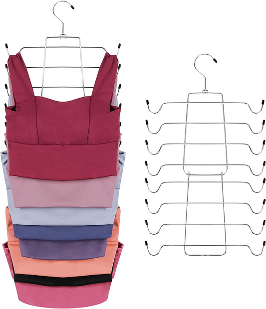 Maximize Closet Space with 2 Pack Tank Top Hanger - 32 Hooks, Sturdy Metal, 360° Rotating, Foldable Bra Organizer for Apartments and Dorms