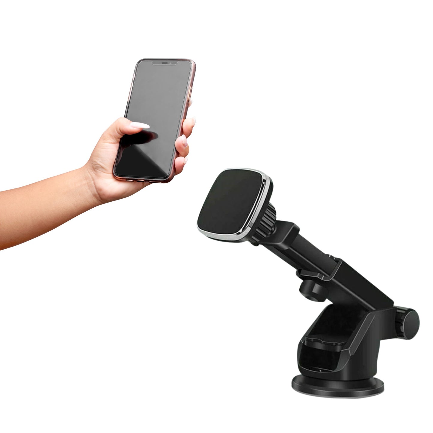 Adjustable 360° Magnetic Car Phone Mount with Dashboard Windshield Suction Cup