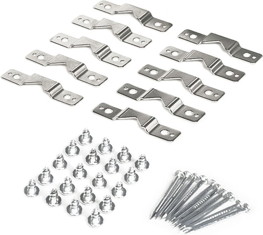 Single-Notch Precision Picture Hangers 10 Pack - plus Self-Tapping Screws & Nails Kit - Fast, Easy and Precise