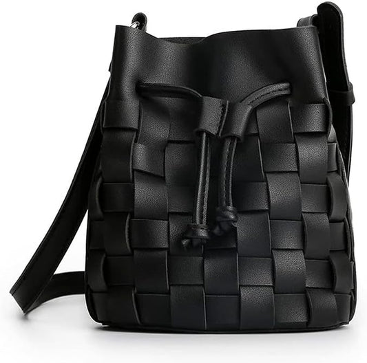 Tote Bag for Women, Mini Bucket Crossbody Top-Handle Vegan Leather Small Sized Retro Handbag (Ailin)