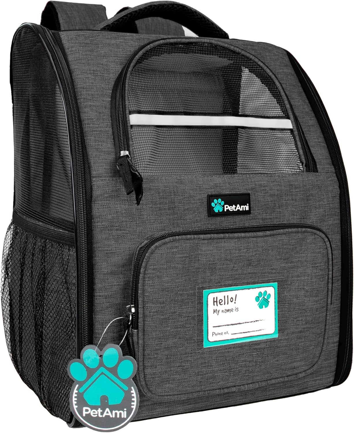 Dog Backpack Carrier for Small Medium Dogs Large Cats up to 18 Lbs, 2 Side Entry, Structured No-Collapse Frame, Airline Approved Ventilated Pet Backpack for Hiking Camping Travel, Charcoal