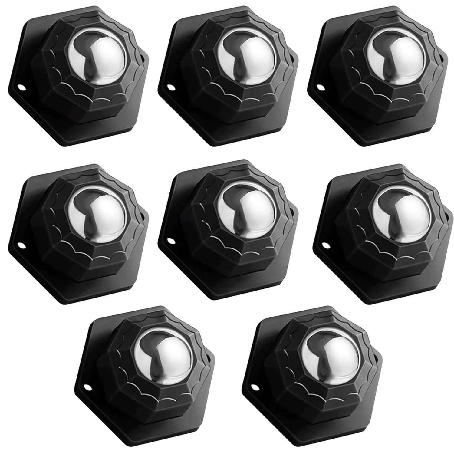 8 Pack Self Adhesive Caster Wheels, Swivel Wheels for Furniture, Load Capacity 30 LBS per Caster Wheels 1 Inch, Low Profile Paste Universal for Storage Box, Small Appliance Storage Bins (8)