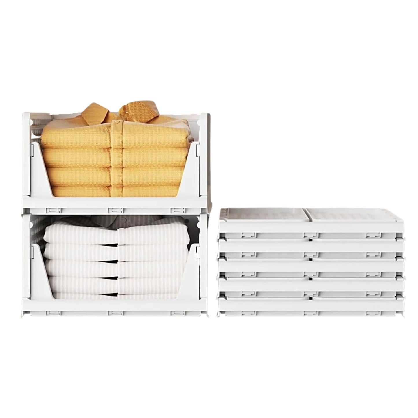 2-Pack Stackable Foldable Closet Storage Baskets for Clothes and Home Use