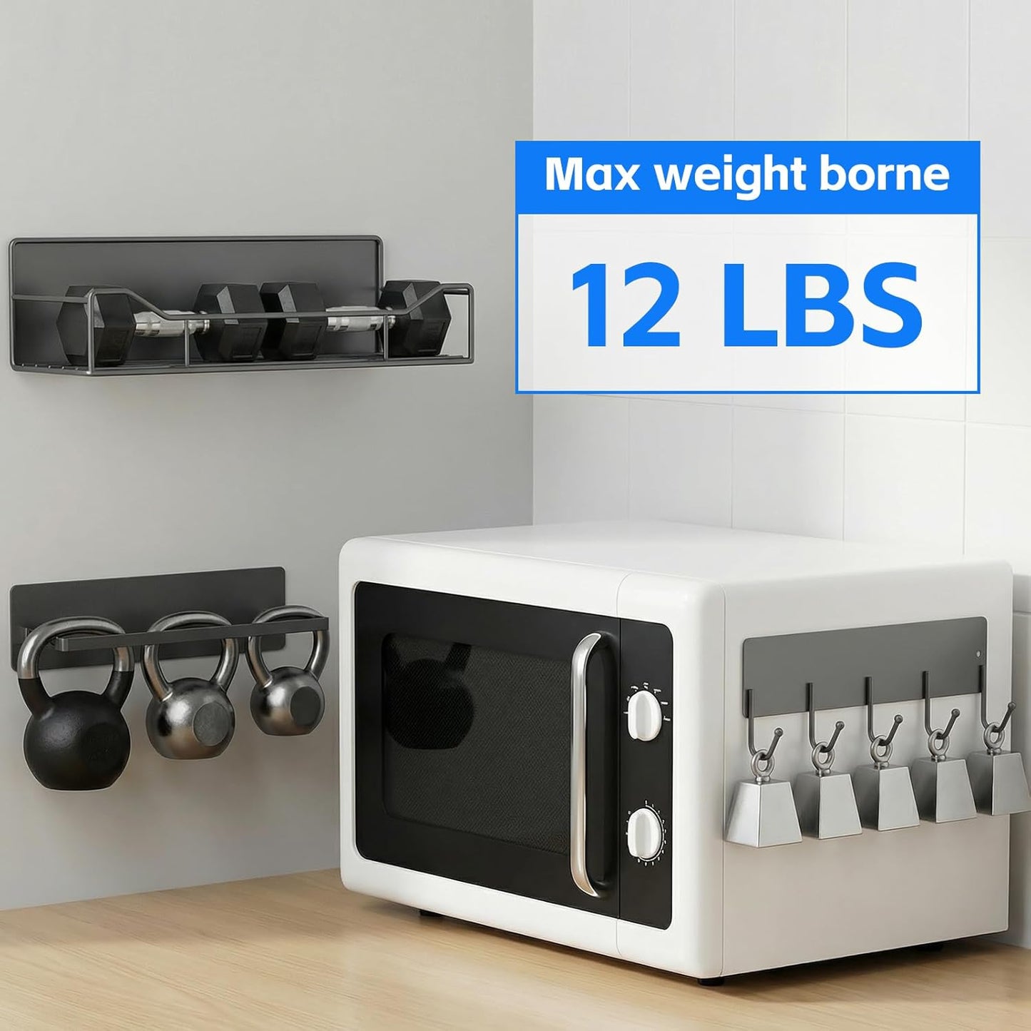 Magnetic Laundry Shelf Organizer, 5 Pack Magnetic Shelves for Washing Machine with Hooks, Heavy Duty Magnetic Storage Rack for Washer, Dryer, Refrigerator, Kitchen, Pantry & Laundry (Grey)