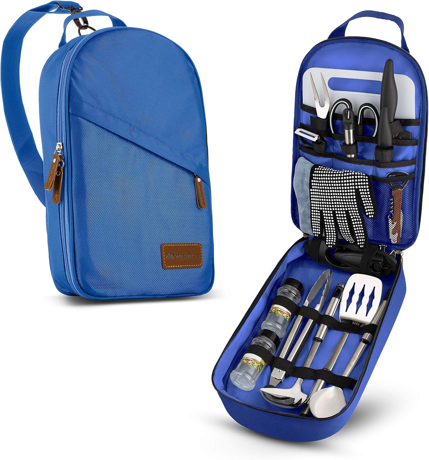 Camp Kitchen Cooking Utensil Set Travel Organizer Grill Accessories Portable Compact Gear for Backpacking BBQ Camping Hiking Travel Cookware Kit Water Resistant Case