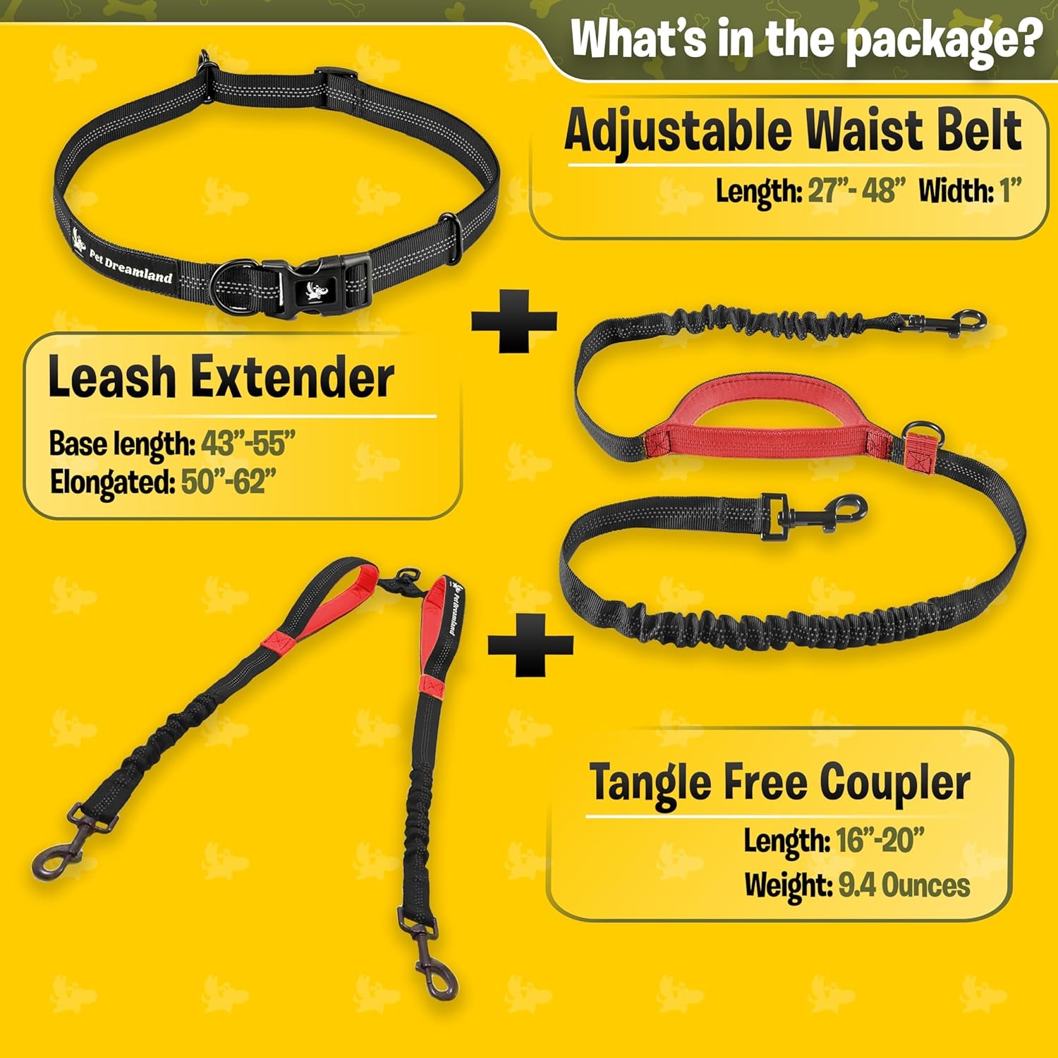 Durable Hands Free Double Leash for Two Dogs - No More Tangles