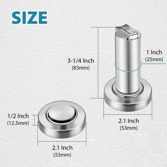 Magnetic Door Stopper, Heavy Duty Door Stop for Wall Floor Mount, Stainless Steel Door Catch, Modern Magnetic Door Holders Indoor Outdoor Magnet Door Stoppers for Bottom of Door, Brushed Nickel