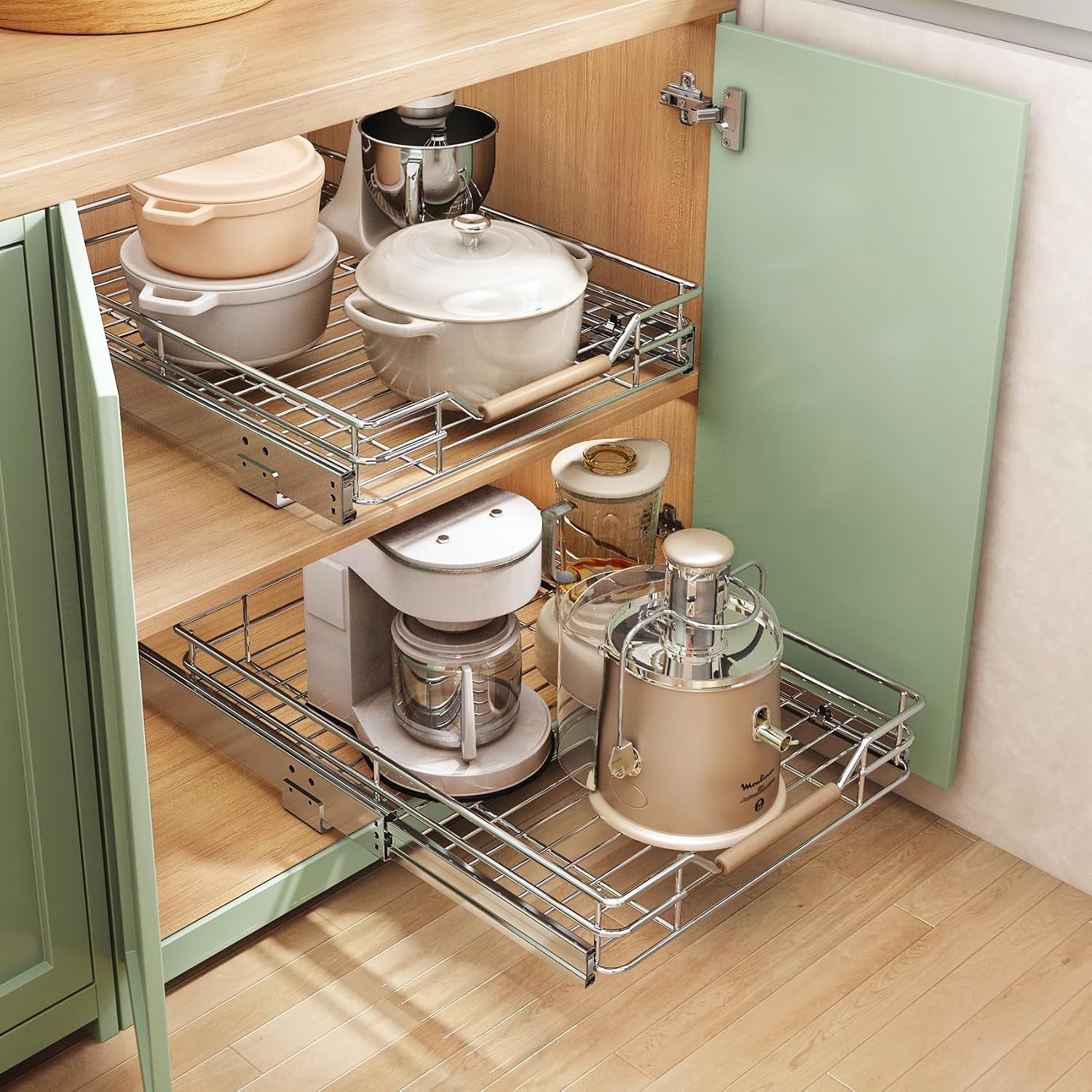 1PC Pull Out Cabinet Organizer+ 1PC Pull Out Cabinet Organizer Bundle