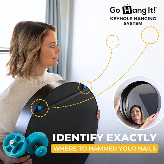 Keyhole Hanging System with 2 Keyhole Pins and 10 Standoff Mounting Screws for Mirrors Frames Shelves and Wall Décor