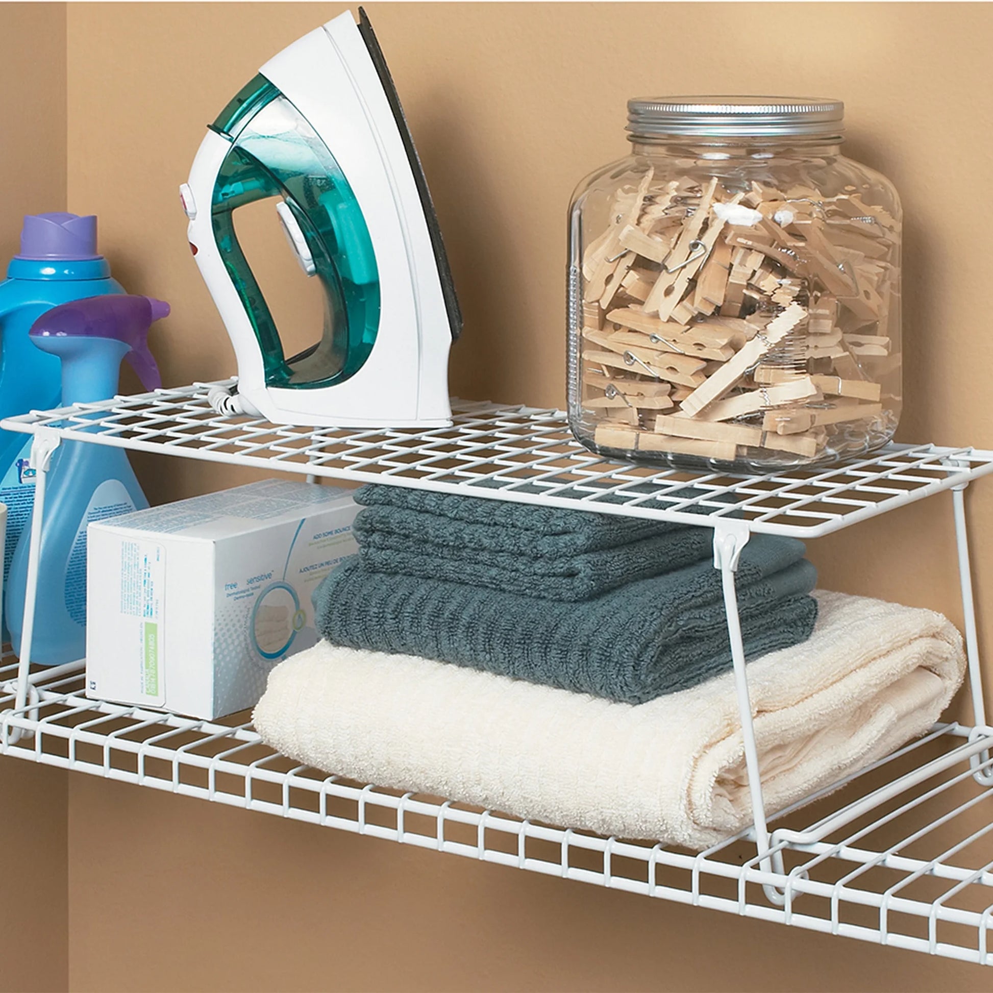 Multi-Purpose Closet Hanging Wire Storage Shelf, White