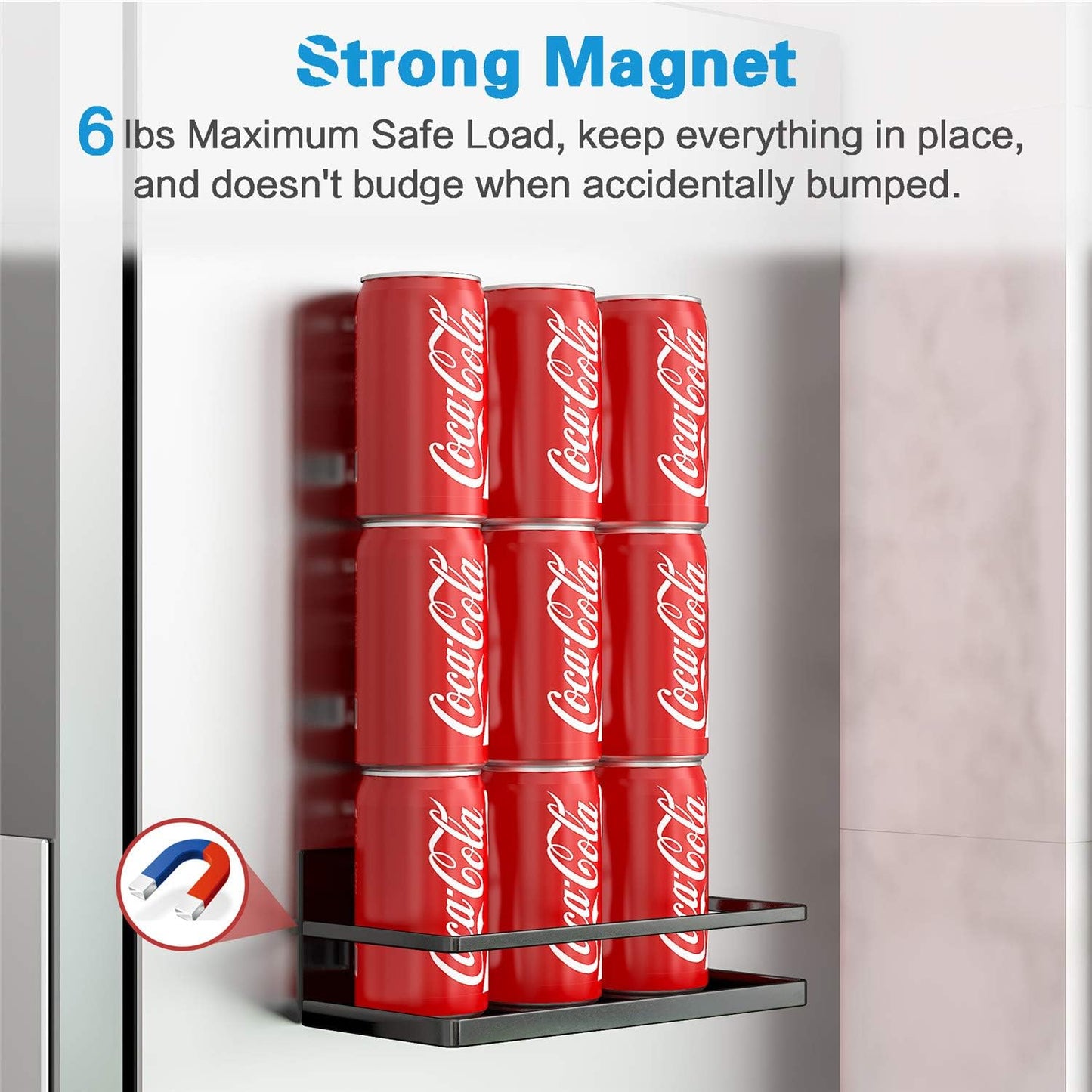 Magnetic Spice Rack Set - Space-Saving Shelf with 2 Hooks for Kitchen Organization - Ideal for Spices, Jars, and Bottles (Black, 2 Pack)