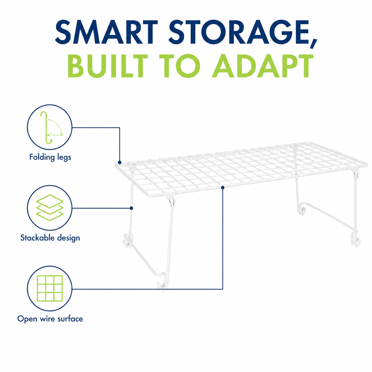 Multi-Purpose Closet Hanging Wire Storage Shelf, White