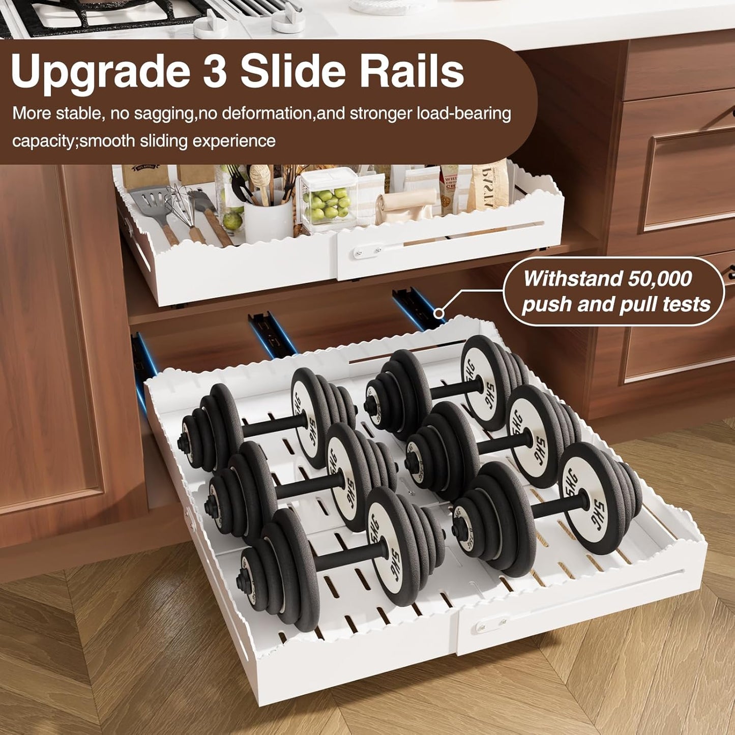 2 Pack Pull Out Cabinet Organizer, Expandable Width (12"-18") and Depth (13.7"-23.6"),Pull Out Drawers for Cabinets, Slide Out Drawers for Kitchen Cabinets with Sturdy Metal Pull Out Shelves