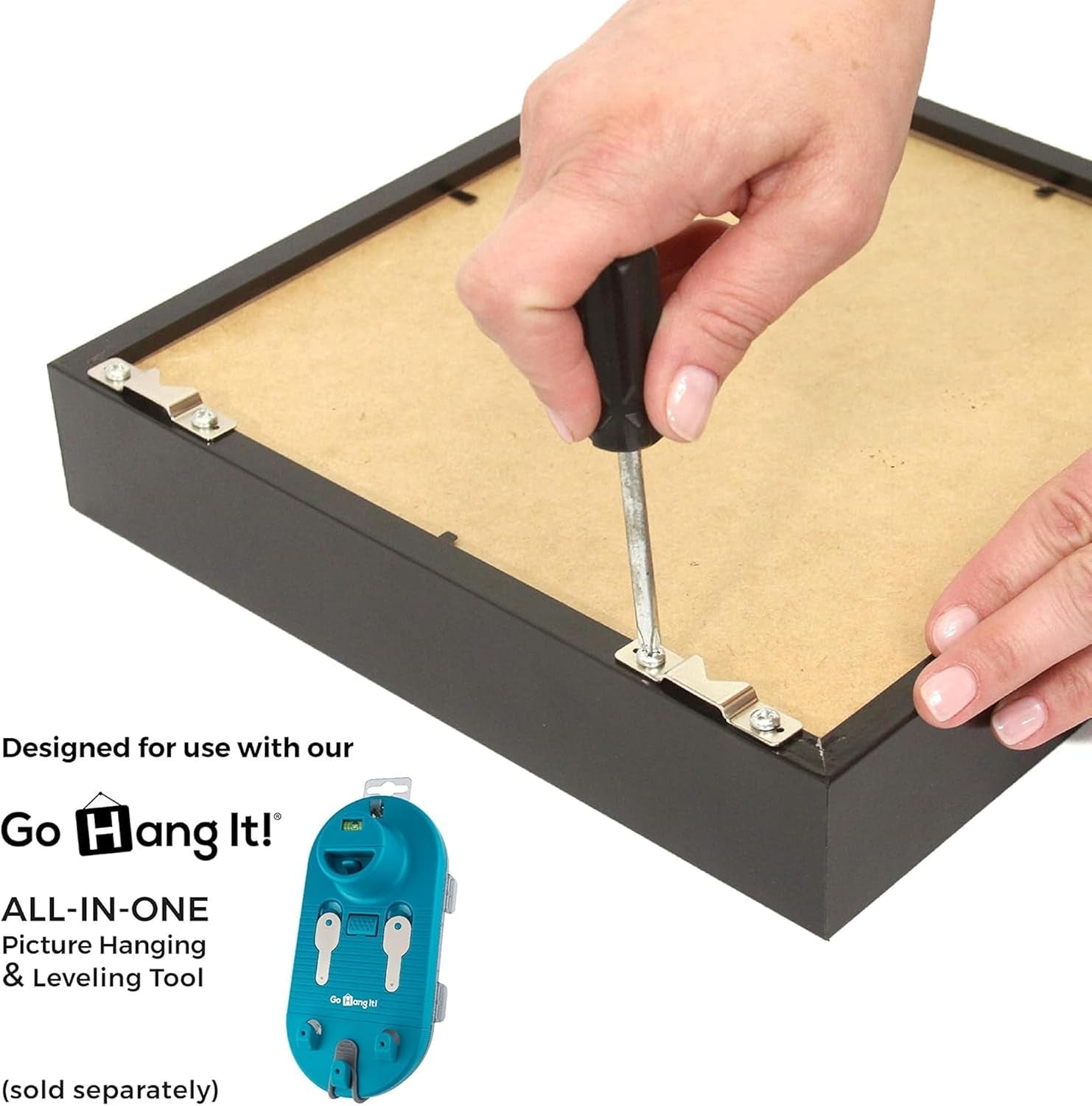 Single-Notch Precision Picture Hangers 10 Pack - plus Self-Tapping Screws & Nails Kit - Fast, Easy and Precise