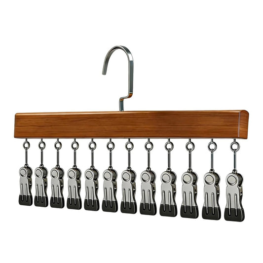 360 Rotating Hanging Closet Organizer with 12 Clips for Socks, Hats & More