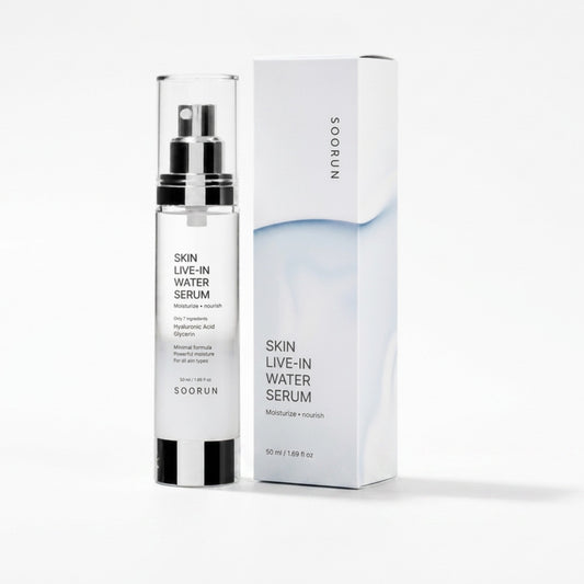 SOORUN Skin Live-In Water Serum 50ml (1.69 fl oz) | Korean Hyaluronic Acid Serum for Intense Deep Hydration